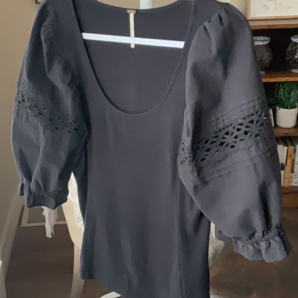 Free People Floral Glenside Peplum Top Peasant Blouse Size SP - Picture 4 of 11